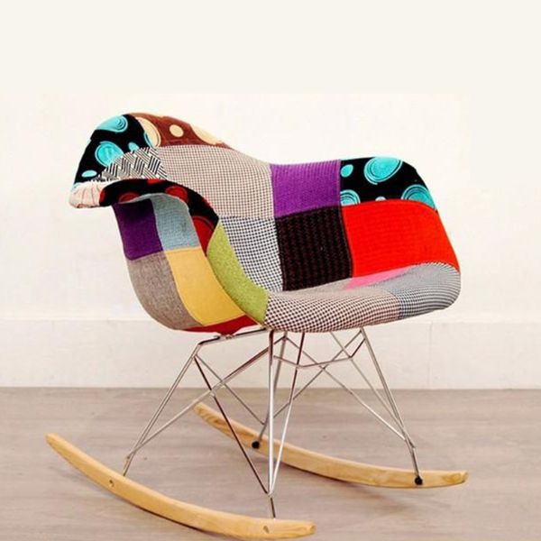 Ghế Eames Thổ Cẩm Chân Bập Bênh