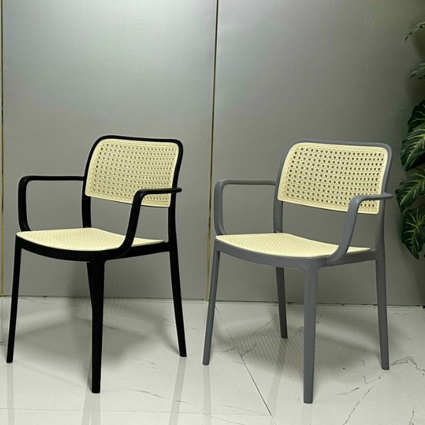 Ghế Nhựa Đúc Holly Giả Mây Có Tay GN08