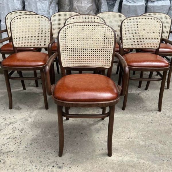 Ghế Thonet  Có Tay Tựa Mây Gỗ Sồi GT02