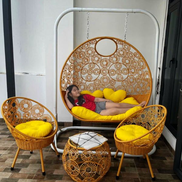 Xích Đu Đôi Mây Nhựa Sân Vườn MN56