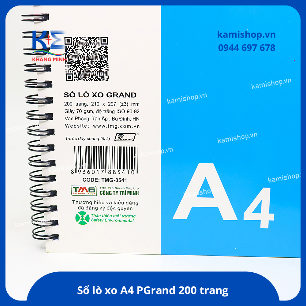 Sổ lò xo A4 bìa giấy PGrand 8541 200 trang