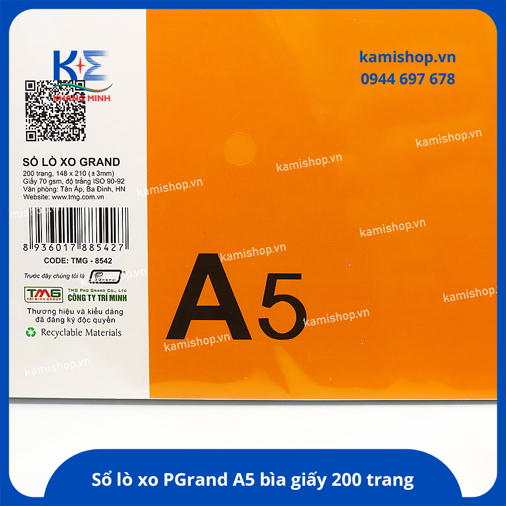 Sổ lò xo A5 bìa giấy PGrand 8542 200 trang