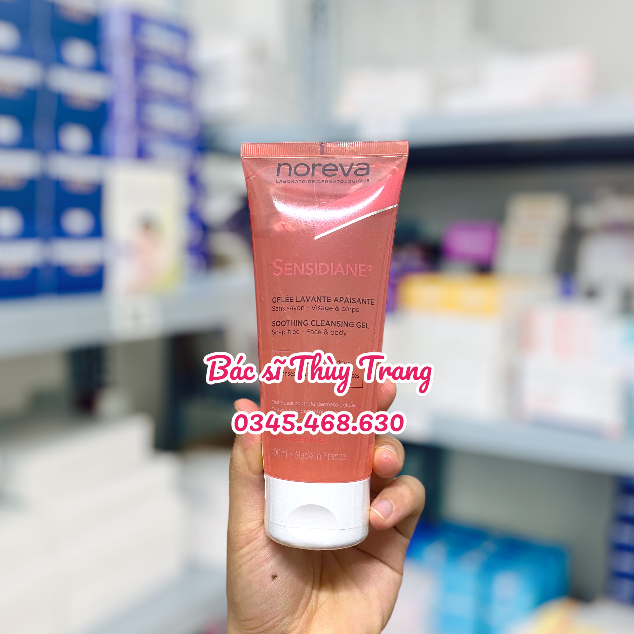 Gel rửa mặt dành cho da nhạy cảm NOREVA Sensidiane Soothing Cleansing Gel - 200ml