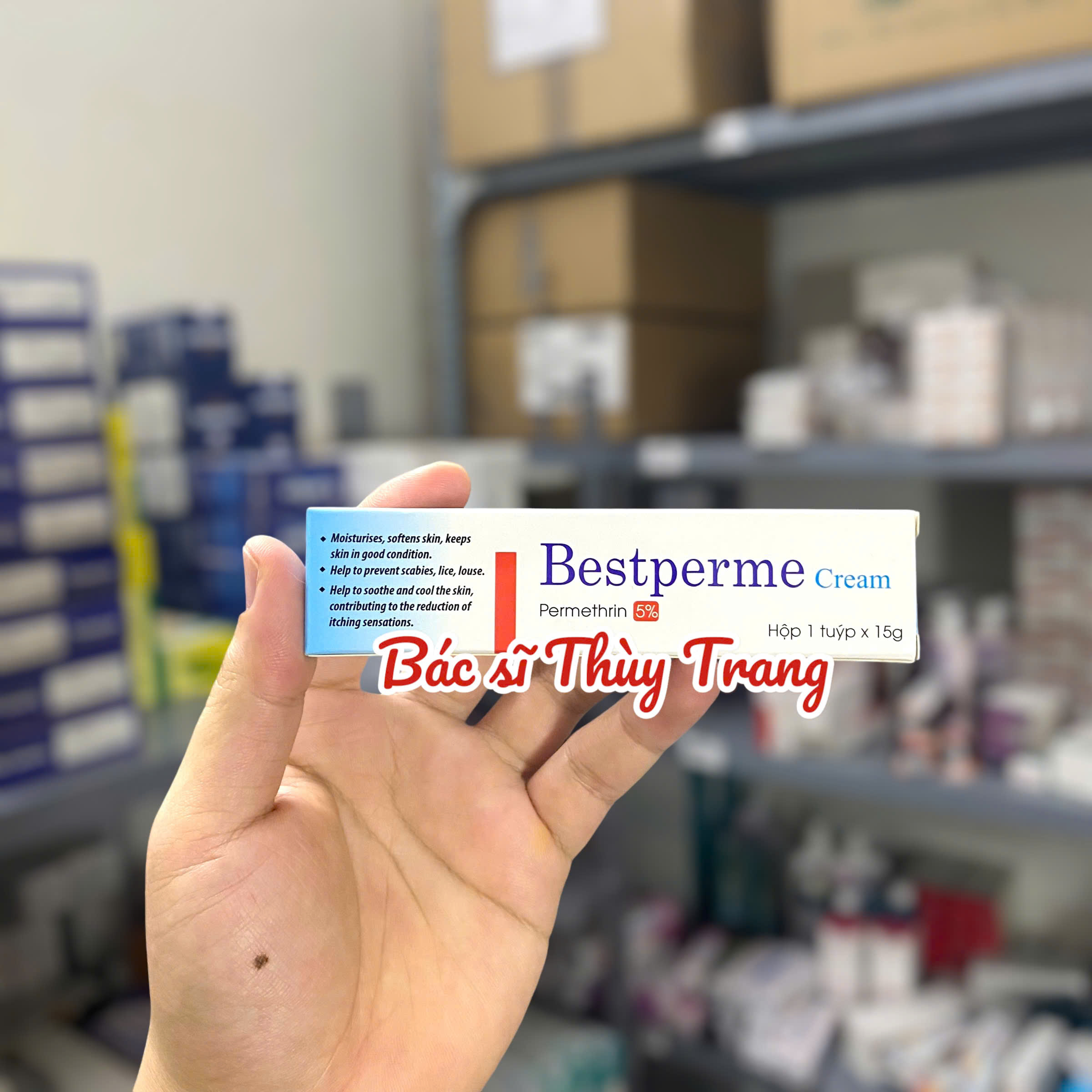 Kem bôi giảm ghẻ, rận, mẩn ngứa Bestperme Cream - 15g