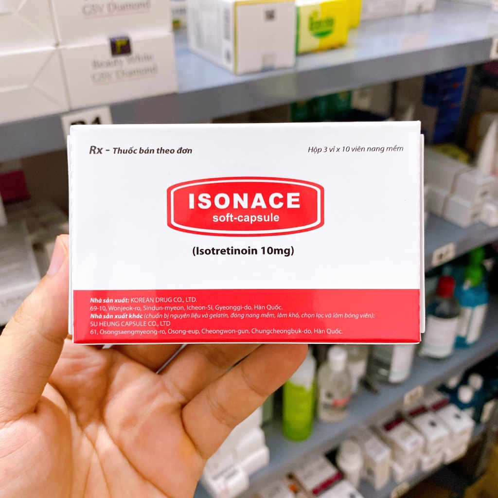 Viên uống điều trị mụn ISONACE Soft Capsule  Isotretinoin 10mg - hộp 30 viên
