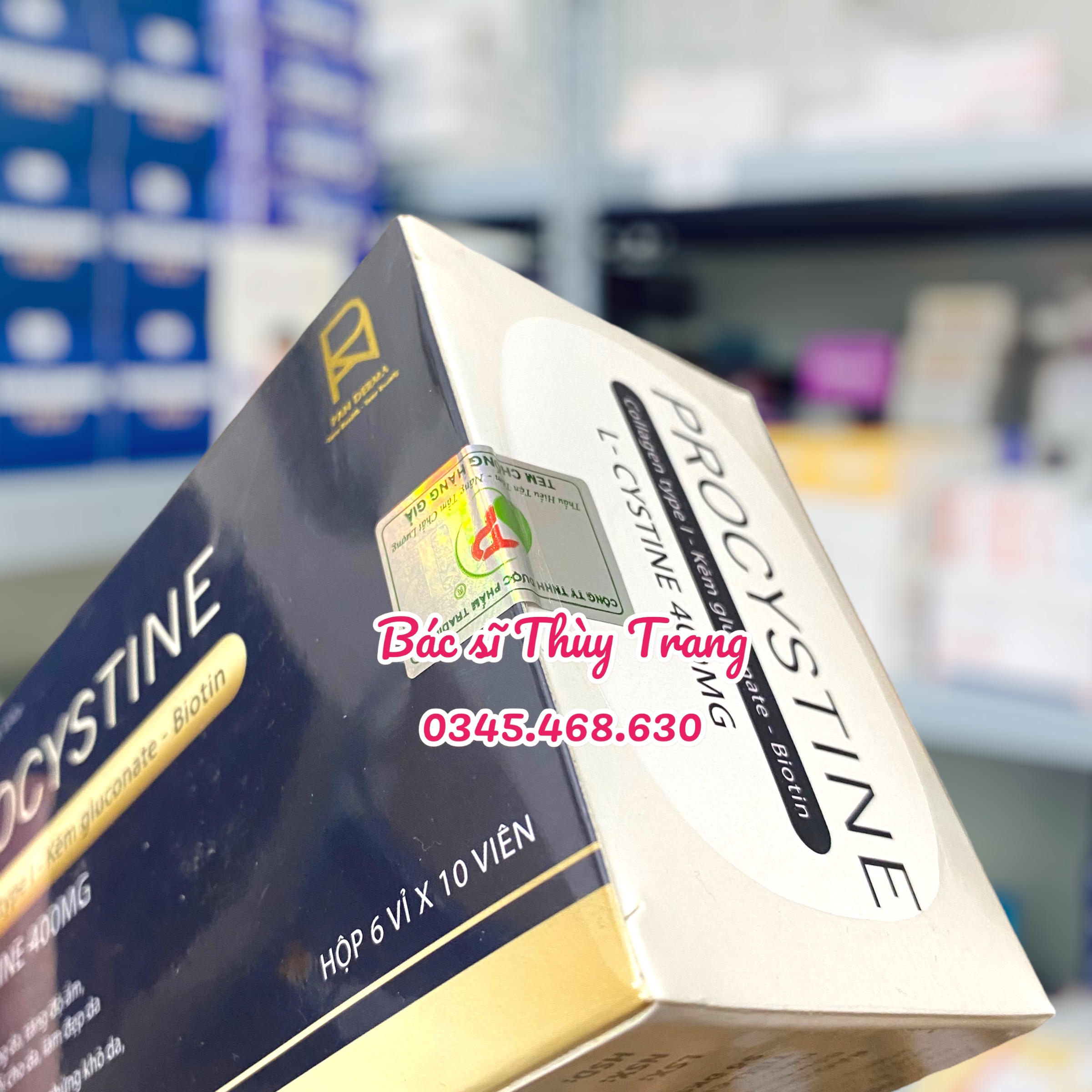 Viên uống giảm mụn trắng da PROCYSTINE L-cystine 400mg - hộp 60 viên