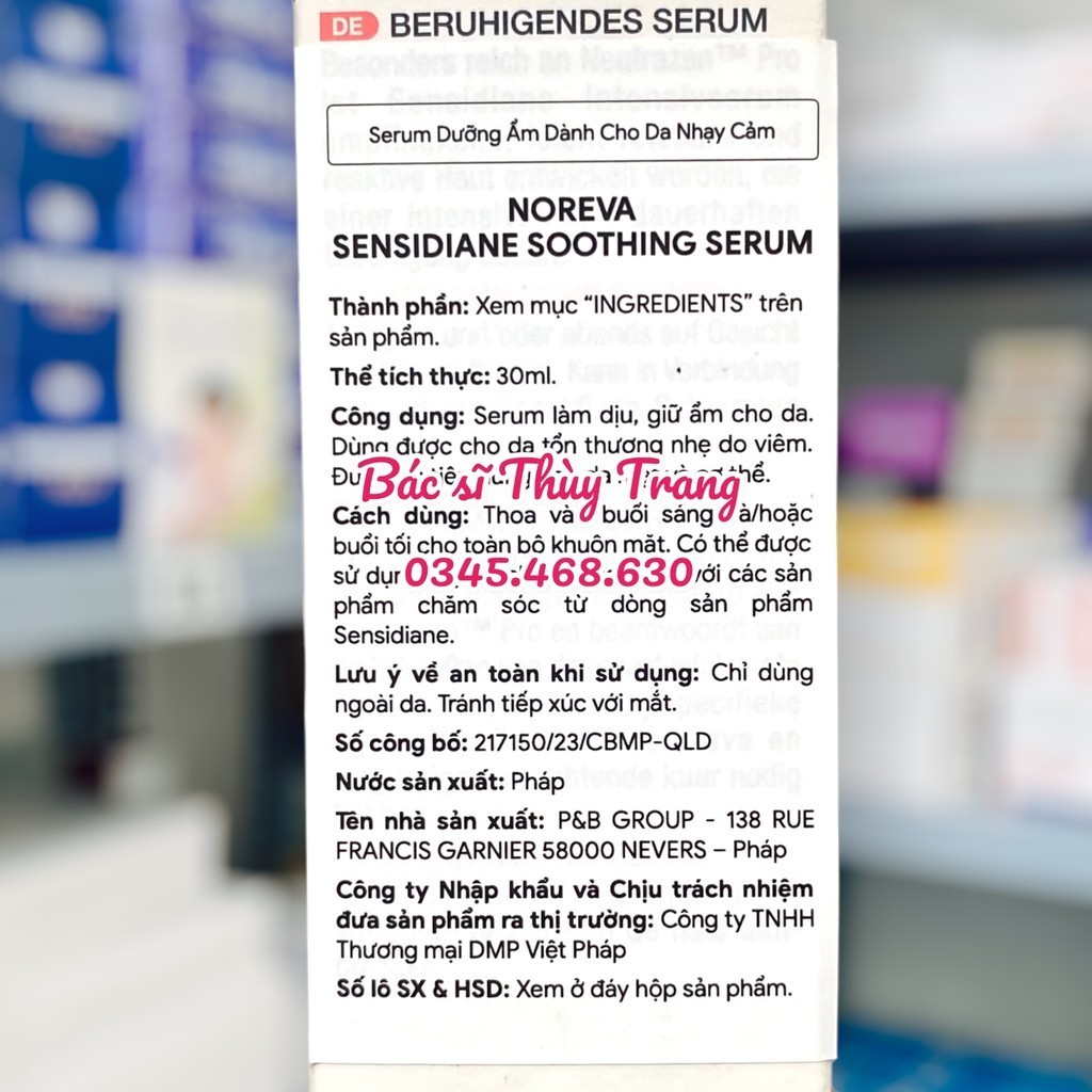 Serum làm dịu, giữ ẩm cho da NOREVA Sensidiane Soothing Serum - 30ml