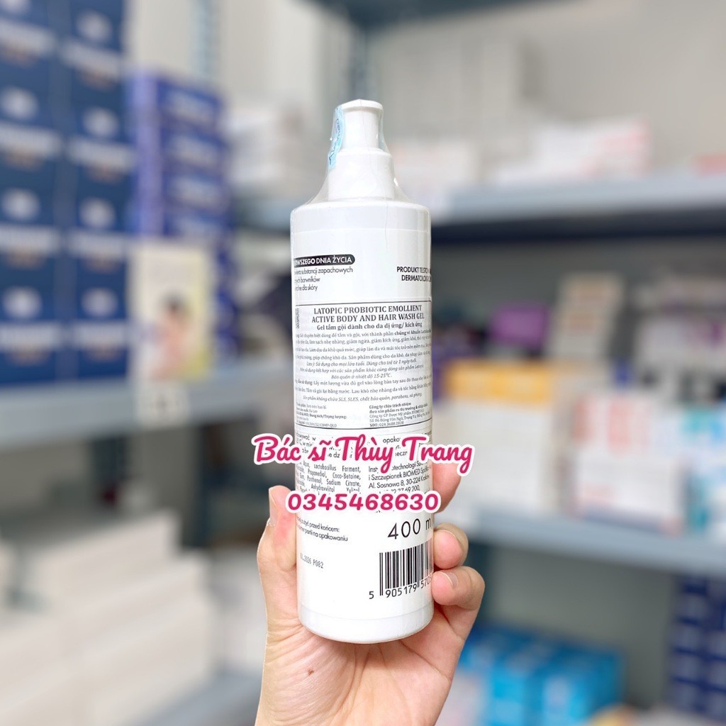 Gel tắm gội dành cho da dị ứng/ kích ứng Latopic Body & Hair Wash Gel - 400ml