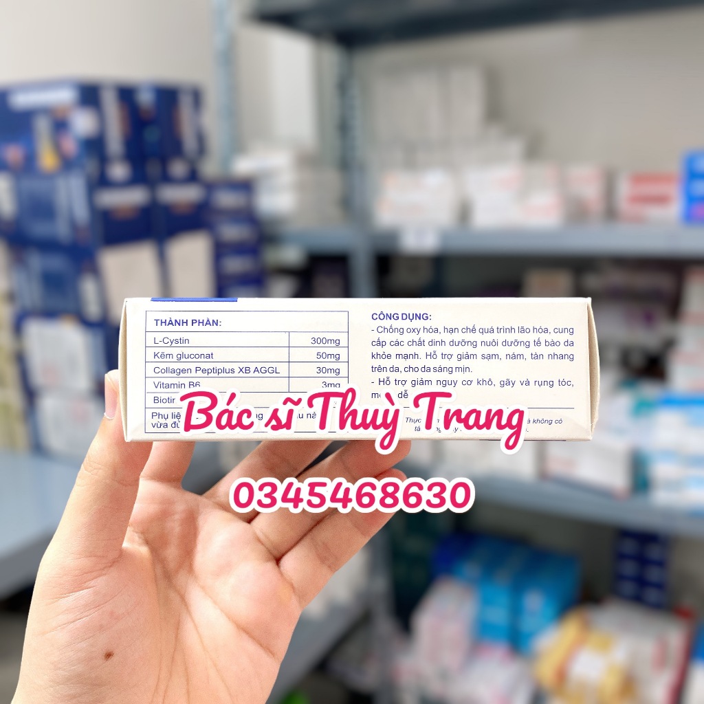 Viên uống đẹp da tóc giảm nám, tàn nhang BIOCYSTINE - Hộp 30 viên