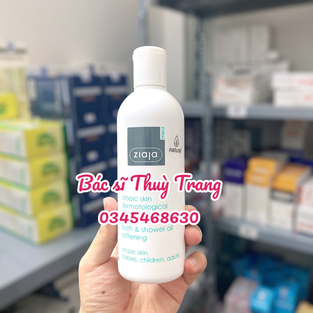 Dầu tắm cho da nhạy cảm, viêm da cơ địa Ziaja Med Atopic Skin Dermatological Formula Bath & Shower Oil Softening - 270ml
