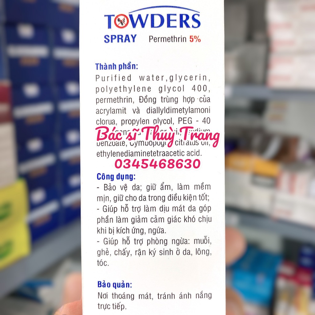Towders Spray Permethrin 5% - Xịt Ghẻ Loại Bỏ Ký Sinh Trùng Hiệu Quả