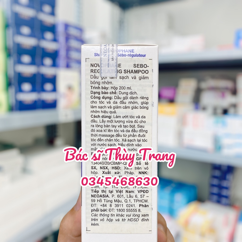 Dầu gội làm sạch da đầu, chăm sóc và ngăn ngừa rụng tóc cho da đầu nhờn ACM Novophane Sebo-Regulating Shampoo - 200ml