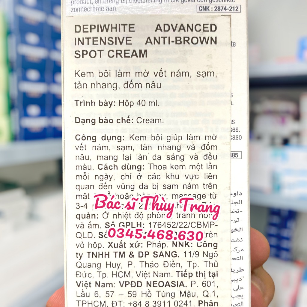Kem dưỡng trắng da trị nám ACM Depiwhite Advanced Intensive Anti-brown Spot Cream - 40ml