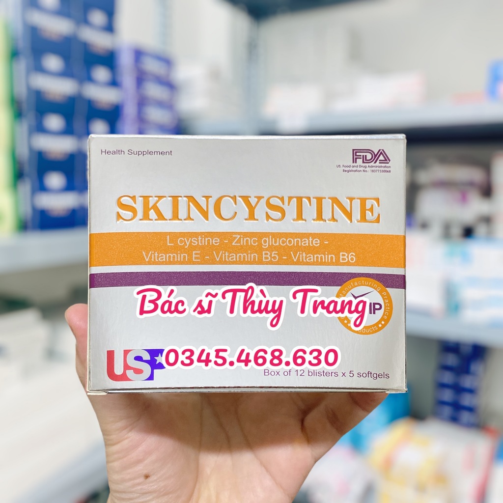 viên uống giảm mụn, giảm nám, tàn nhang US Pharma Skincystine - hộp 60 viên