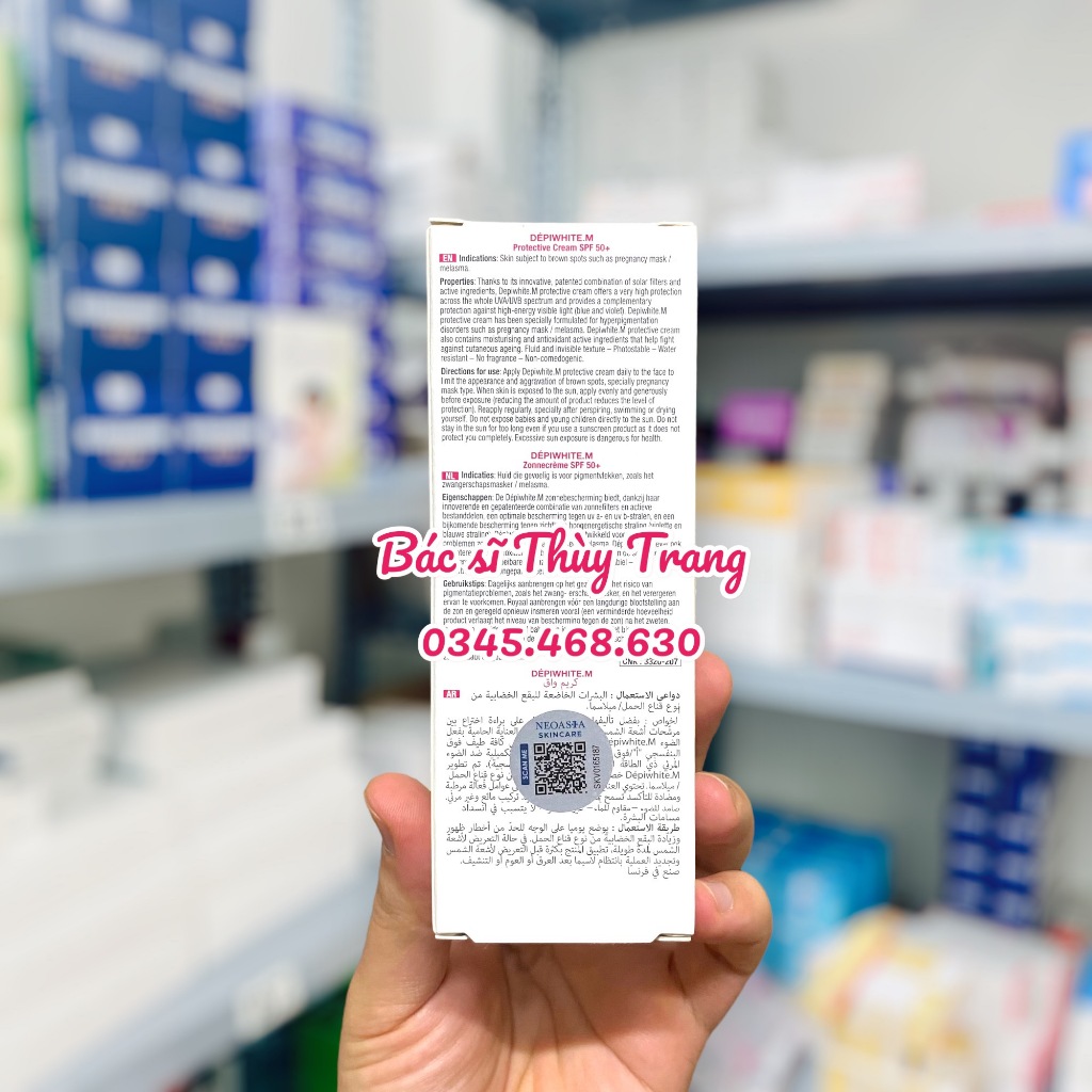 Kem chống nắng phổ rộng giảm lão hoá, tăng sắc tố cho da có vấn đề sắc tố ACM Depiwhite.M SPF50+ Protective Cream - 40ml
