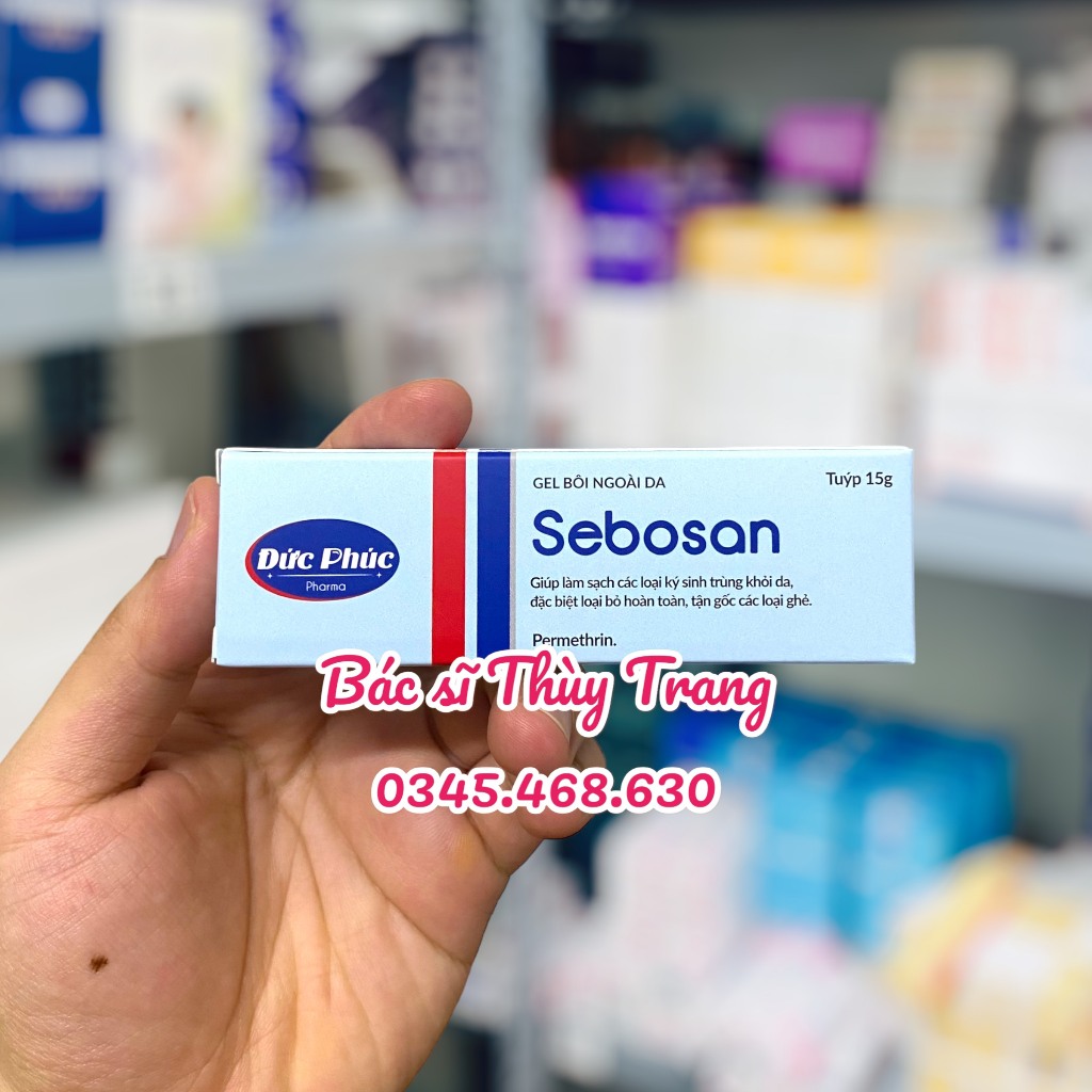 Gel bôi ghẻ và loại bỏ ký sinh trùng Sebosan Permethrin 5% - 15g