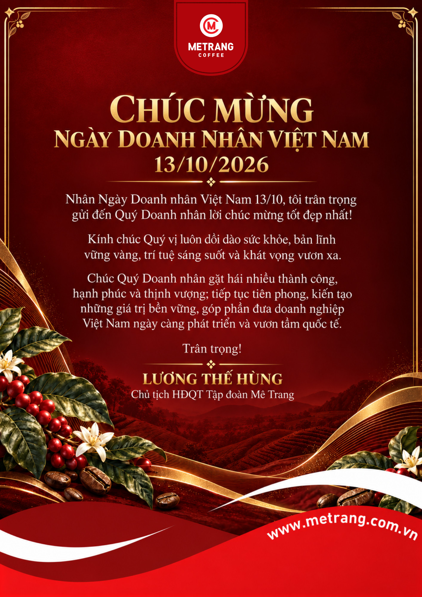 Mê Trang chúc mừng Ngày Doanh nhân Việt Nam 13/10