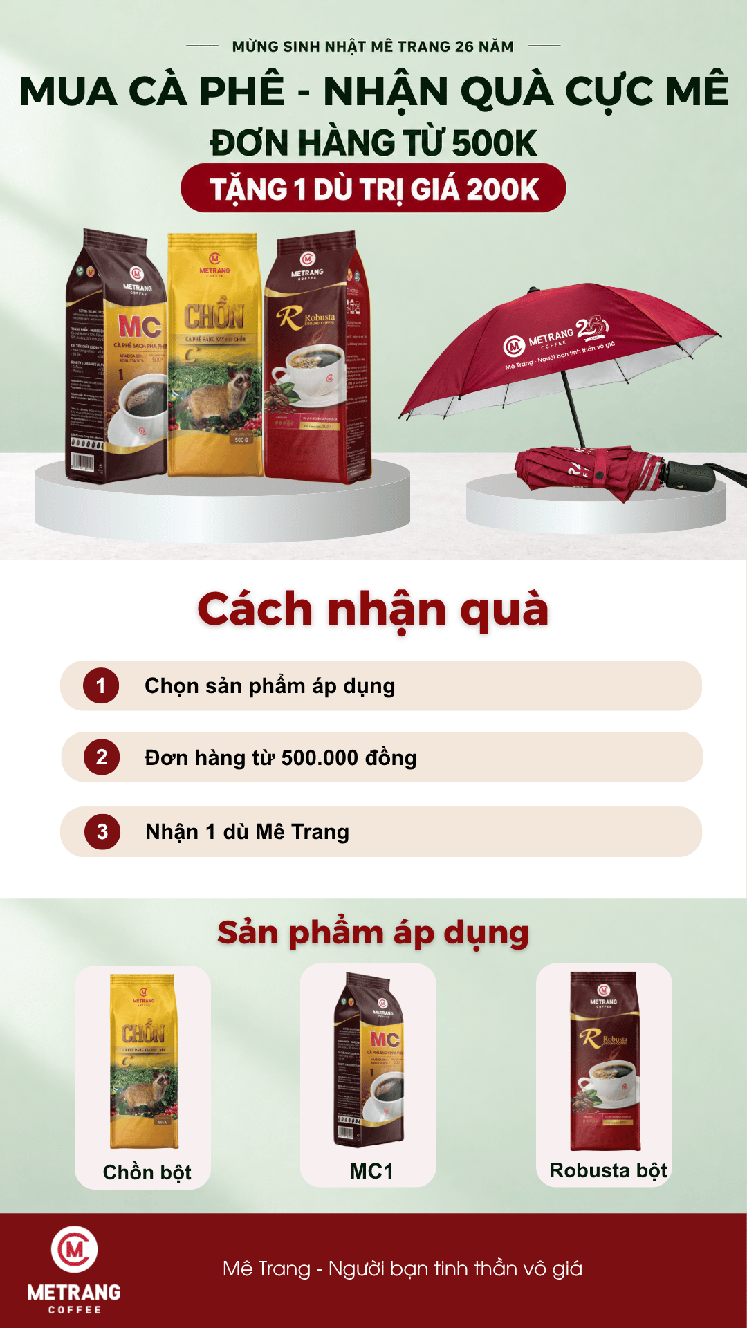 Mừng sinh nhật Mê Trang 26 năm - Mua cà phê tặng dù