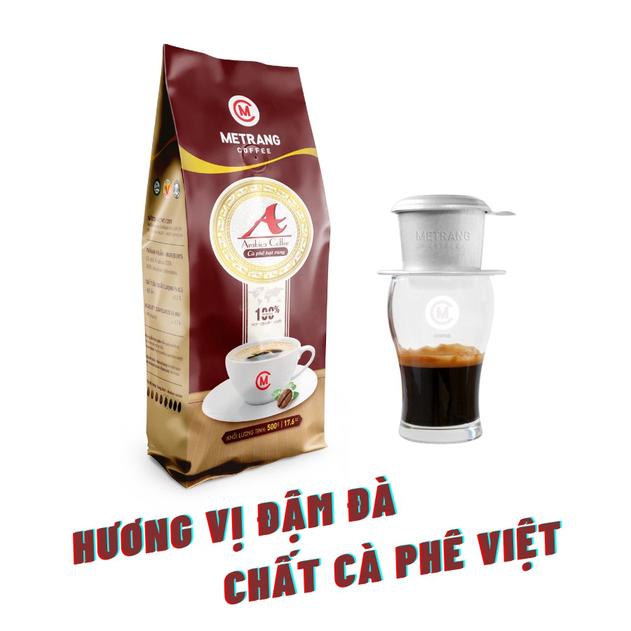 Cà phê Arabica (A) cafe rang mộc nguyên chất - Mê Trang, túi 500g hạt rang Cà phê