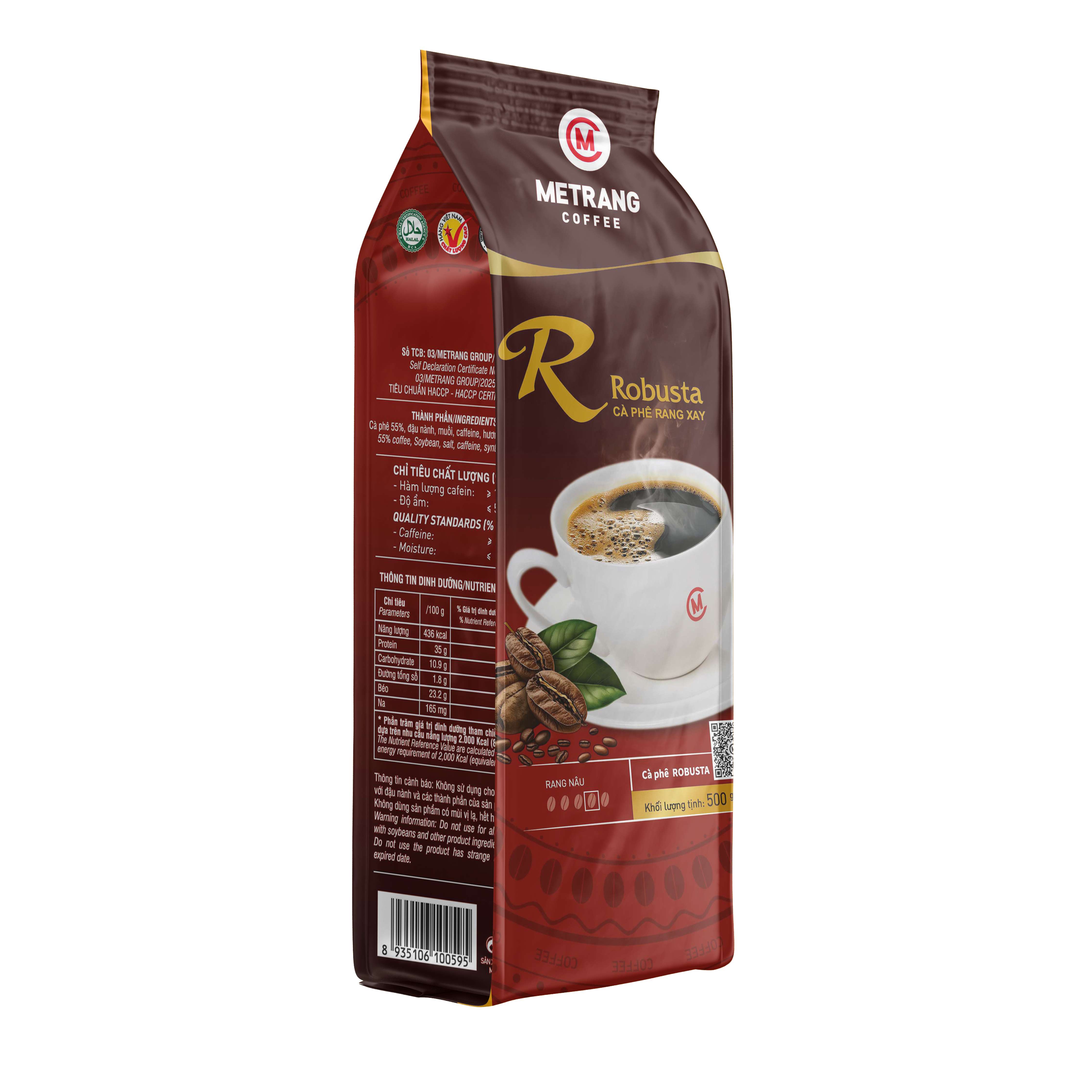 Cà phê Mê Trang Robusta (R) - Túi bột 500g