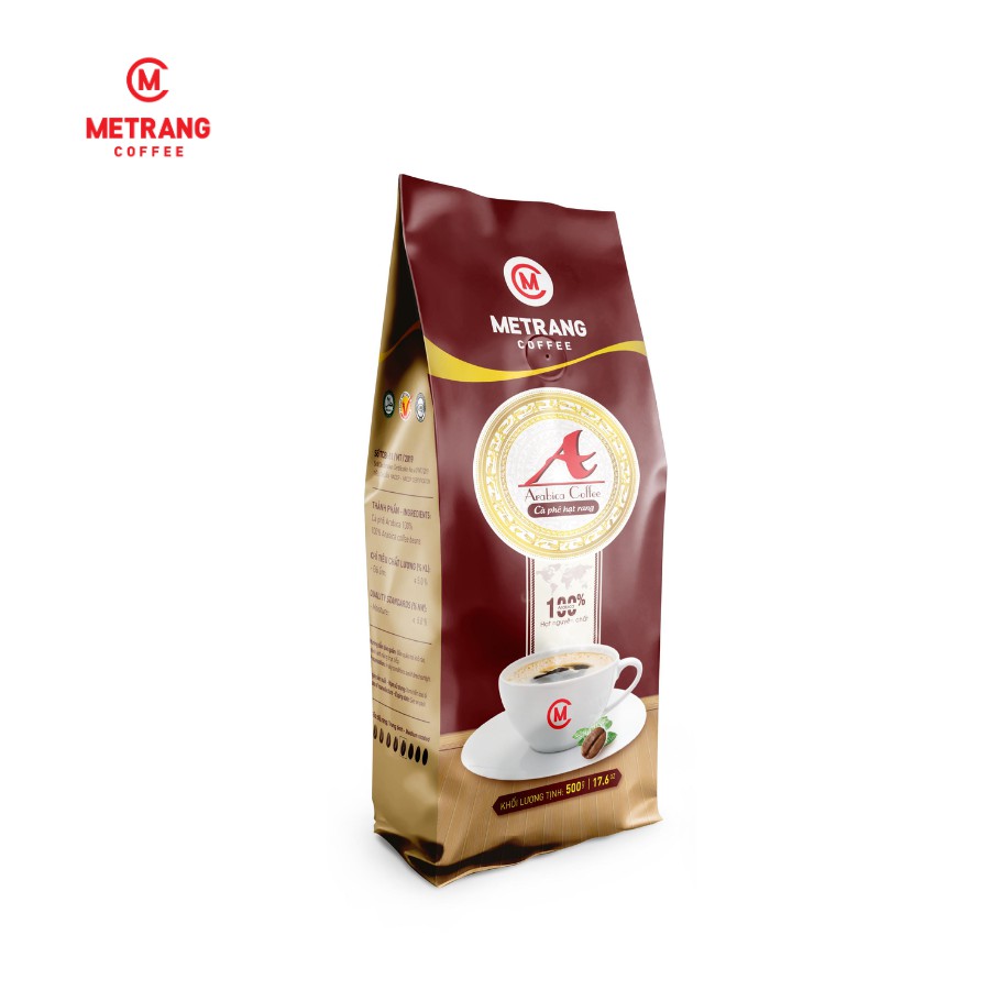 Cà phê Arabica (A) cafe rang mộc nguyên chất - Mê Trang, túi 500g hạt rang Cà phê