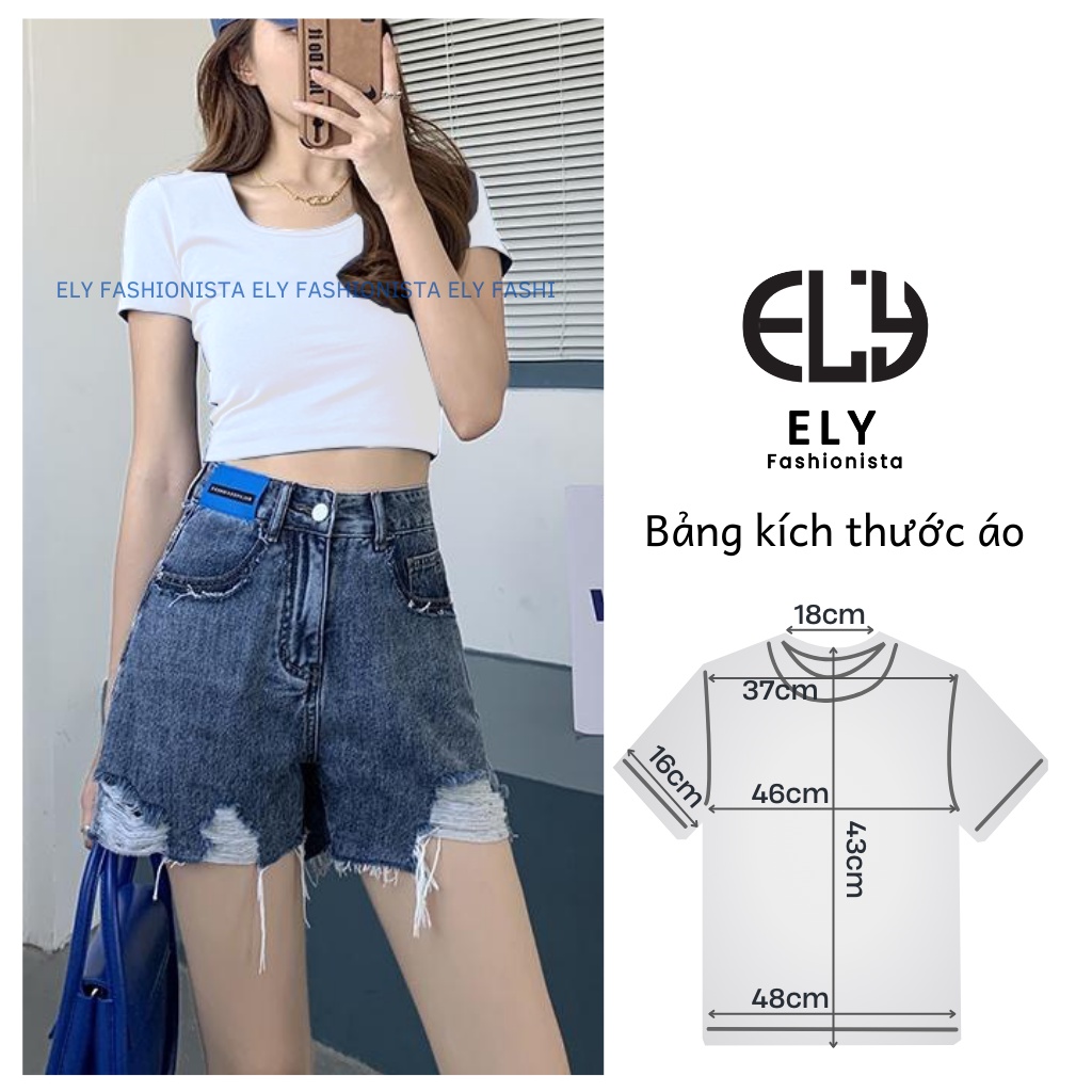 Áo croptop cổ vuông nữ ELY  thun ôm body tanktop 3 lỗ cộc tay cao cấp nhiều màu đen trắng tím nâu hồngELY218