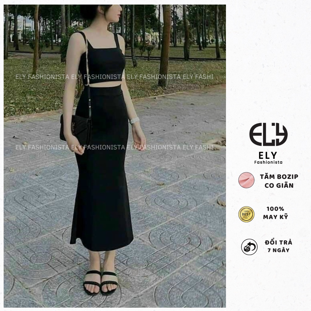 Chân Váy Dài Đuôi Cá Jean công sở chất thun tăm bozip cao cấp dày dặn siêu mềm co giãn tôn dáng ELY101