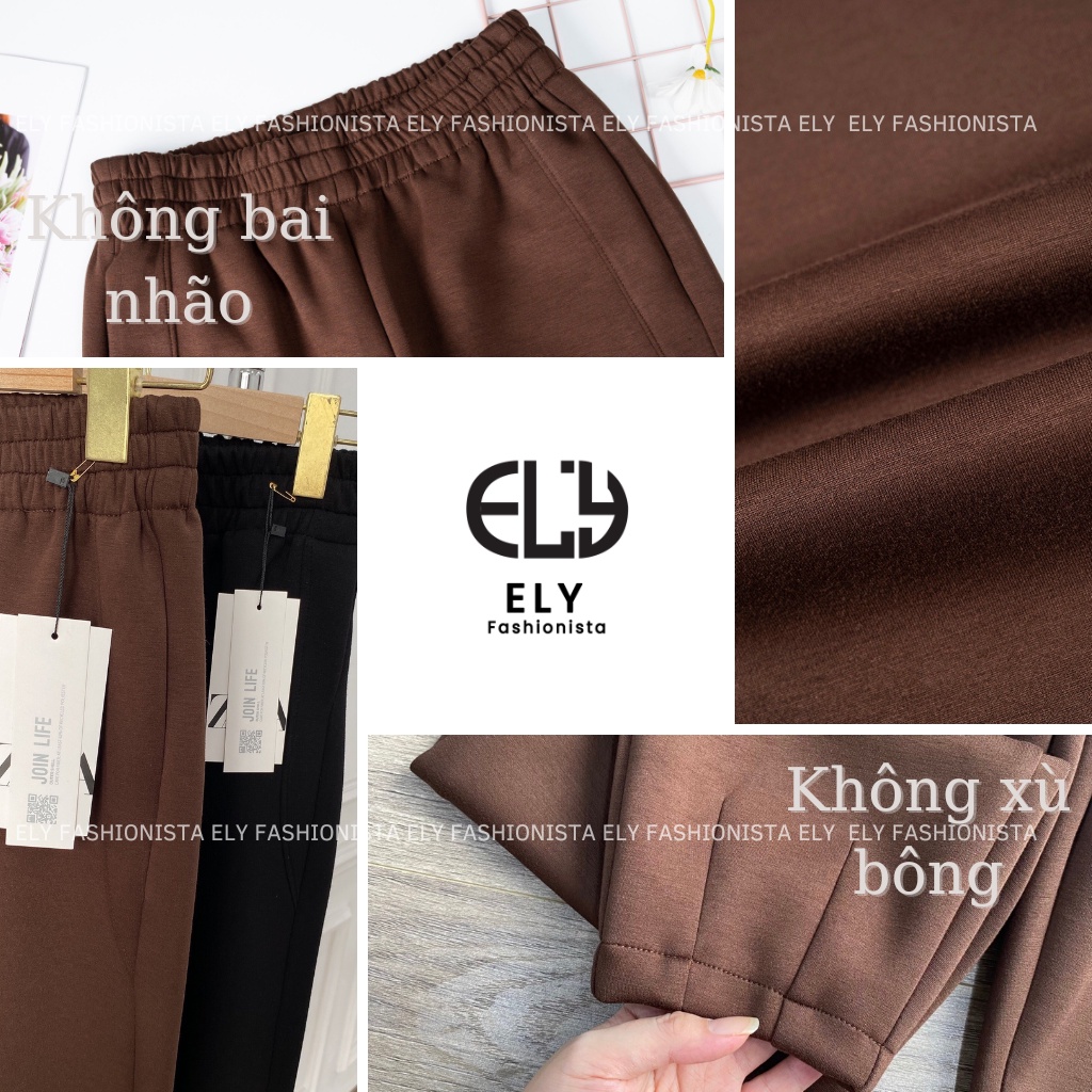 Quần baggy nữ chất mỳ nỉ dày cao cấp ống rộng bom gấu cạp chun lưng cao  lựa chọn hàng đầu cho mùa đông năm nay ELY232