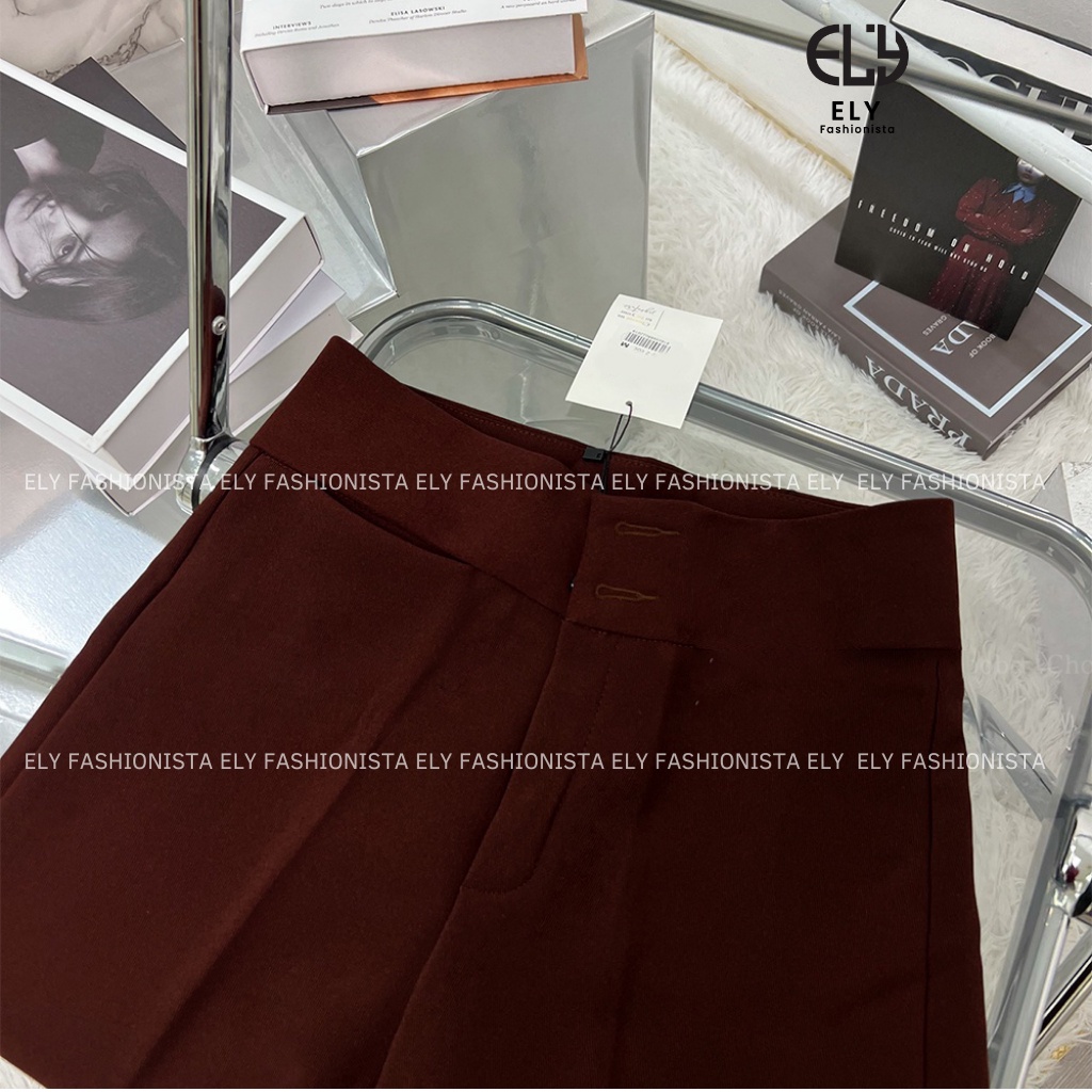 Quần ống loe nữ Choosee lưng cạp cao 2 cúc baggy vải đẹp kiểu dài suông loe rộng culottes màu đen CHS212