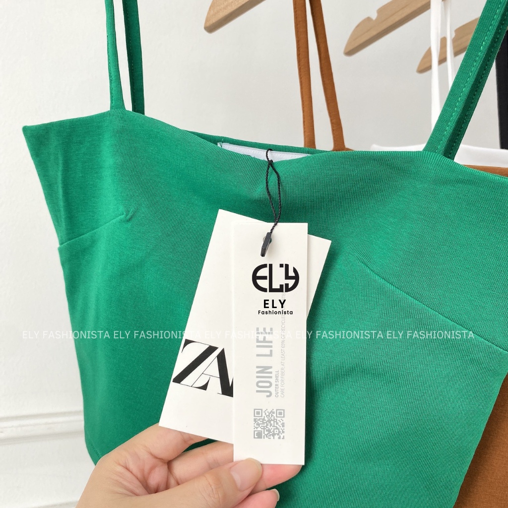 Áo hai dây croptop ELY nữ dáng ôm chiết eo không đệm vải cotton tank top co giãn tốt thoáng mát  freesize ELY223..