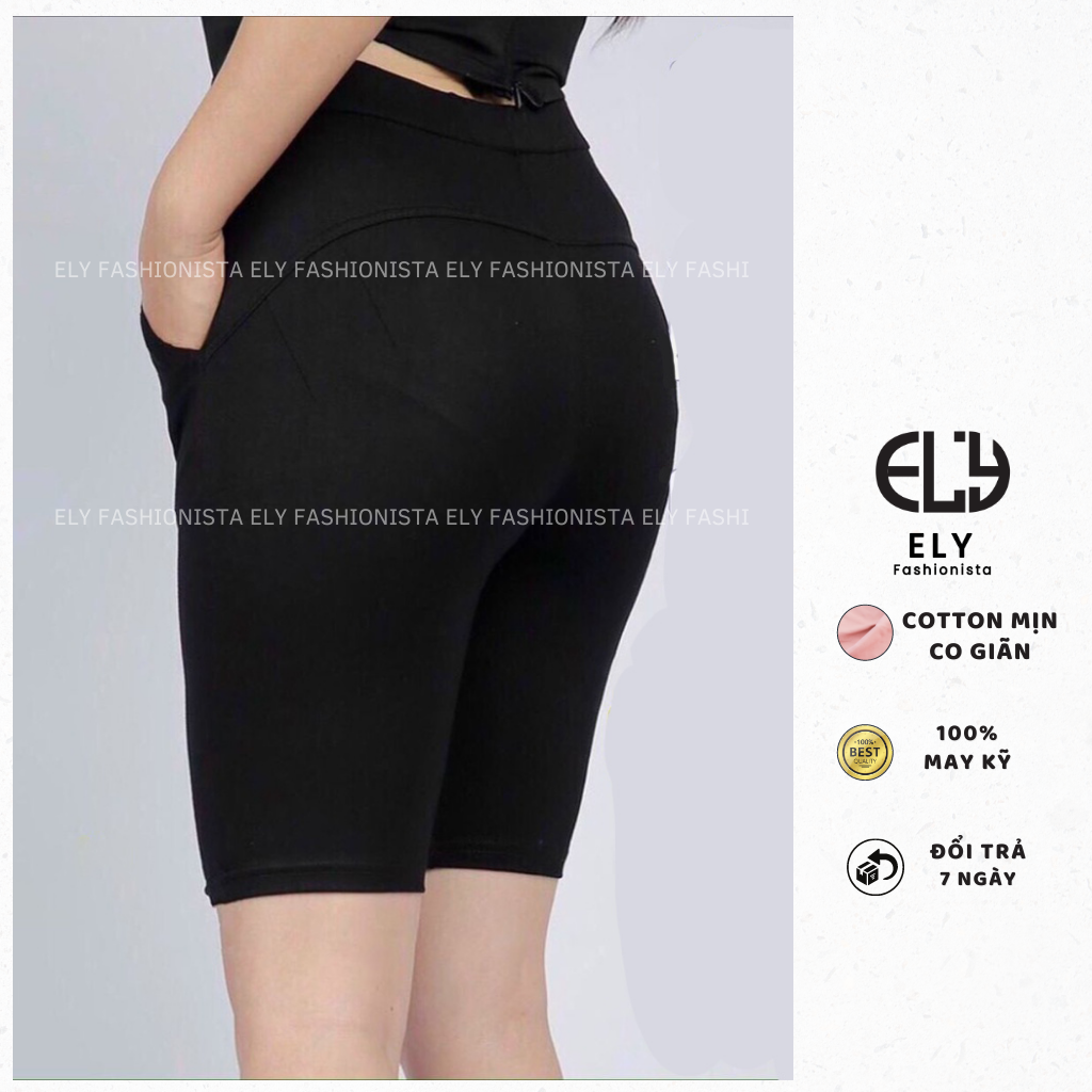 Quần legging nữ lửng Choosee vải thun cao cấp biker nữ đùi ngố đồ mặc nhà dáng ôm bó lưng cao tập gym yoga CHS242