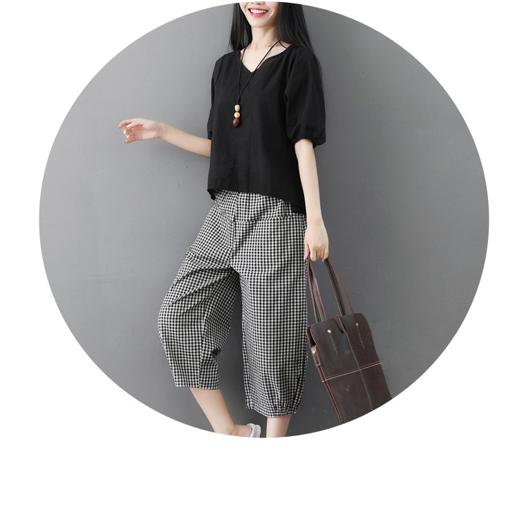 Sét đồ bộ nữ Bomber caro mặc nhà áo chất thô đũi tay lỡ quần kẻ caro chất thô  cao cấp ống suông năng động  ELY003