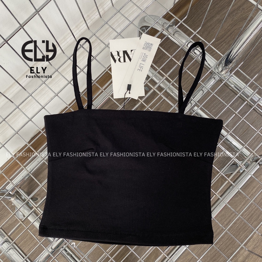 Áo hai dây croptop ELY nữ dáng ôm chiết eo không đệm vải cotton tank top co giãn tốt thoáng mát  freesize ELY223..