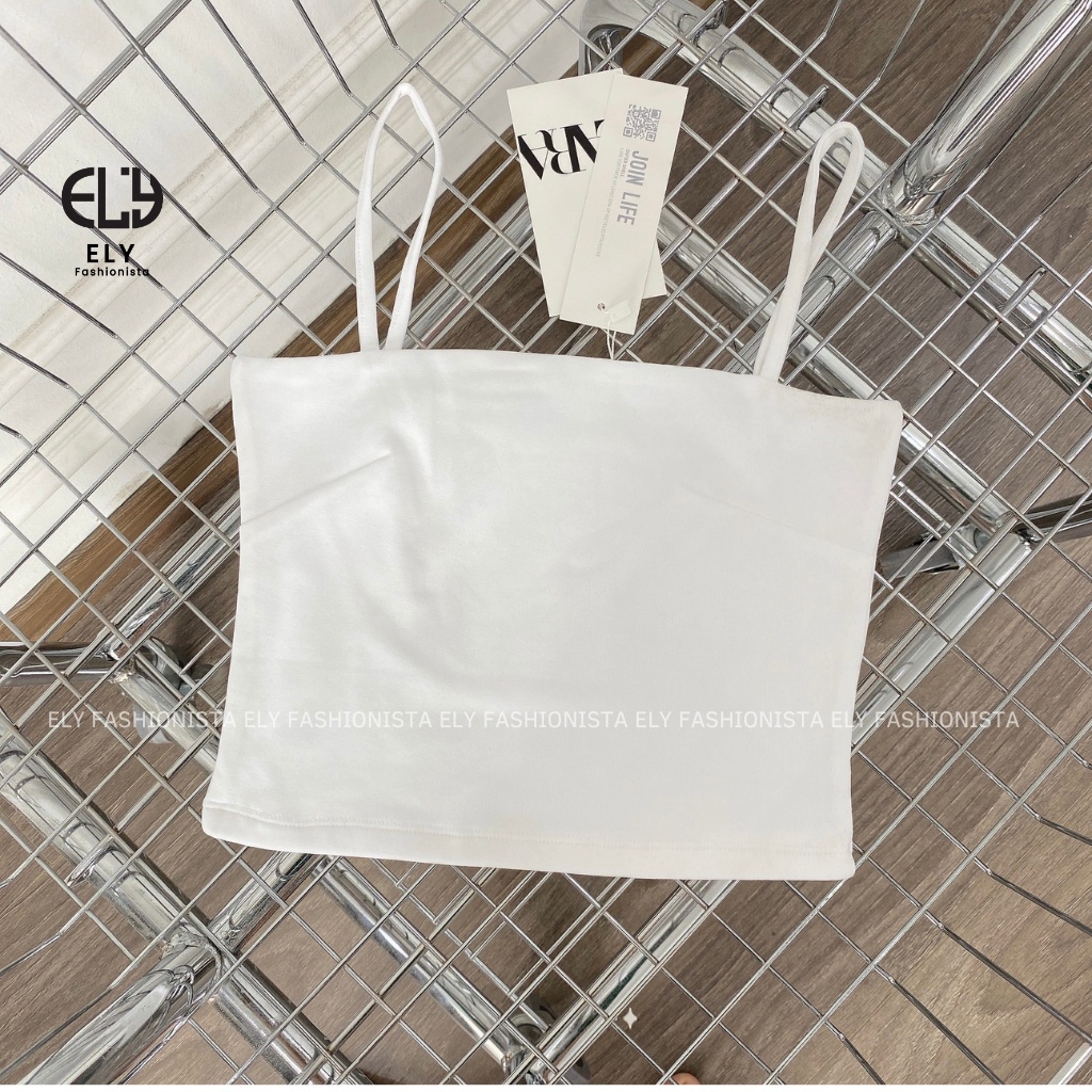 Áo hai dây croptop ELY nữ dáng ôm chiết eo không đệm vải cotton tank top co giãn tốt thoáng mát  freesize ELY223..
