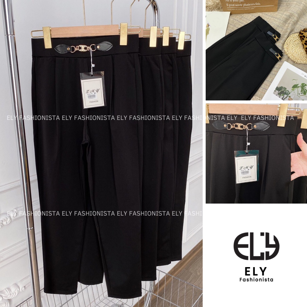 Quần baggy nữ lưng cao dài tôn dáng phối nơ cạp chun cao cấp, quần tây baggy nữ cạp cao đi học đi làm sang chảnh ELY213