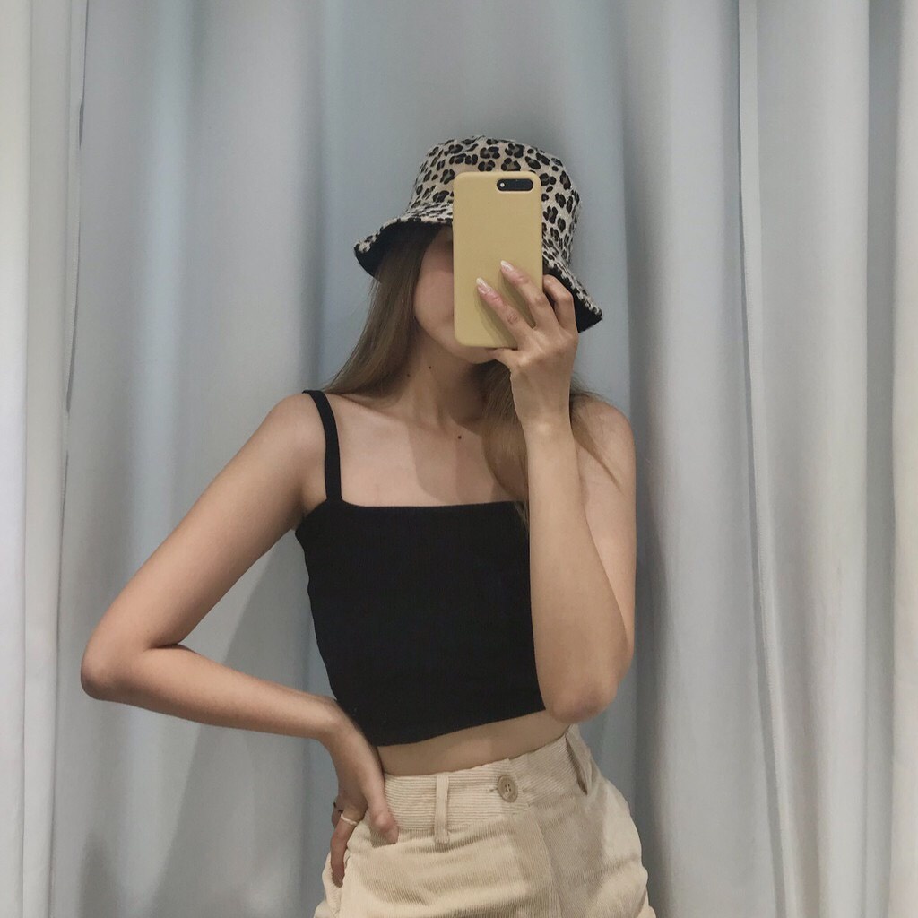 Áo hai dây croptop ELY nữ dáng ôm chiết eo không đệm vải cotton tank top co giãn tốt thoáng mát  freesize ELY223..