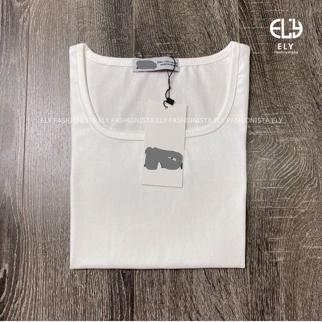 Áo croptop cổ vuông nữ ELY  thun ôm body tanktop 3 lỗ cộc tay cao cấp nhiều màu đen trắng tím nâu hồngELY218