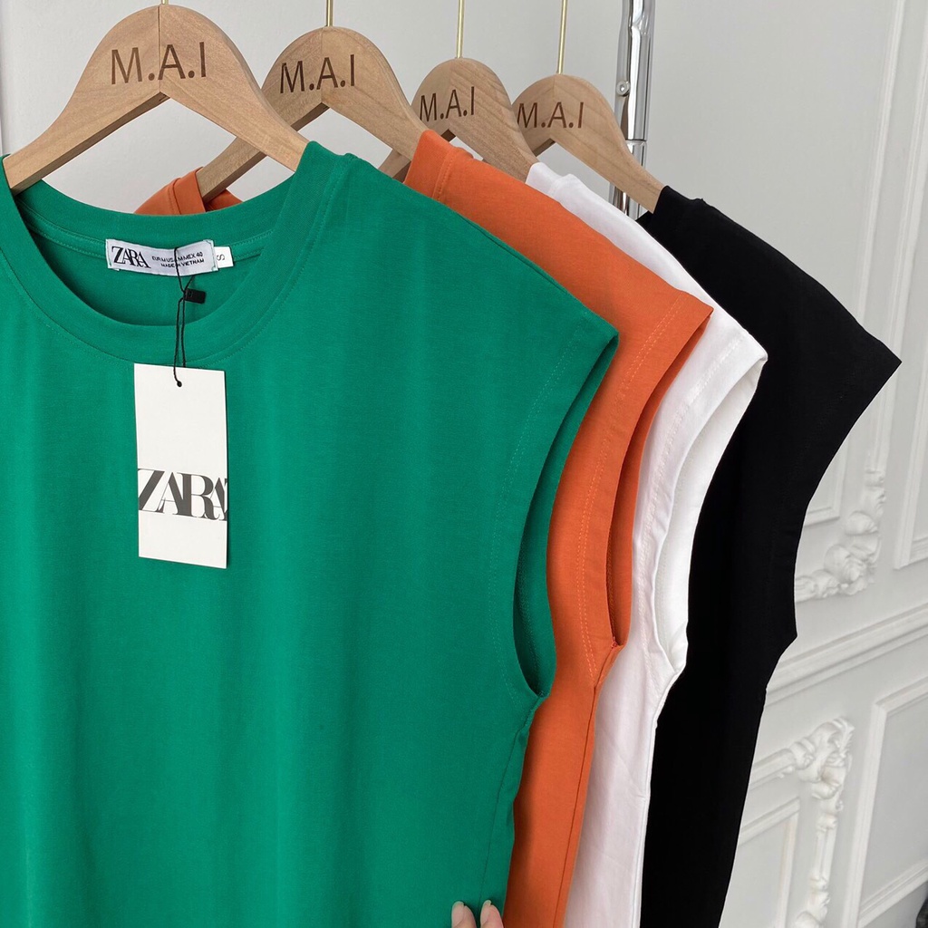 Áo phông nữ cổ tròn cotton tay hến sát nách phong cách hàn quốc from rộng ba lỗ thun trơn basic ELY210.
