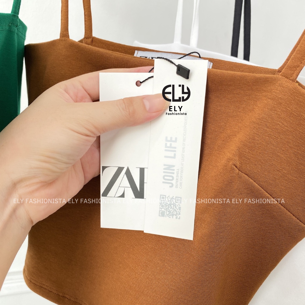 Áo hai dây croptop ELY nữ dáng ôm chiết eo không đệm vải cotton tank top co giãn tốt thoáng mát  freesize ELY223..