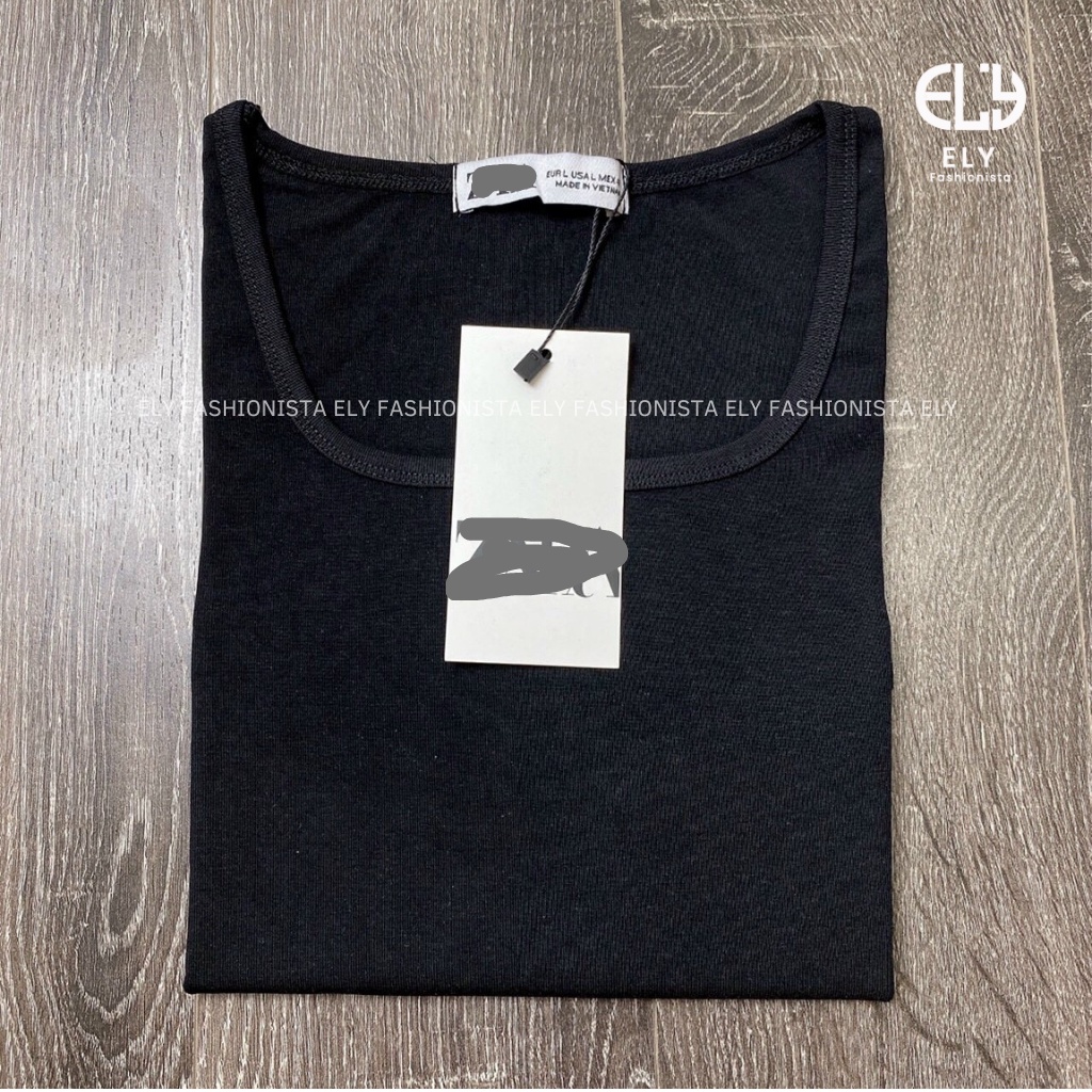 Áo croptop cổ vuông nữ ELY  thun ôm body tanktop 3 lỗ cộc tay cao cấp nhiều màu đen trắng tím nâu hồngELY218