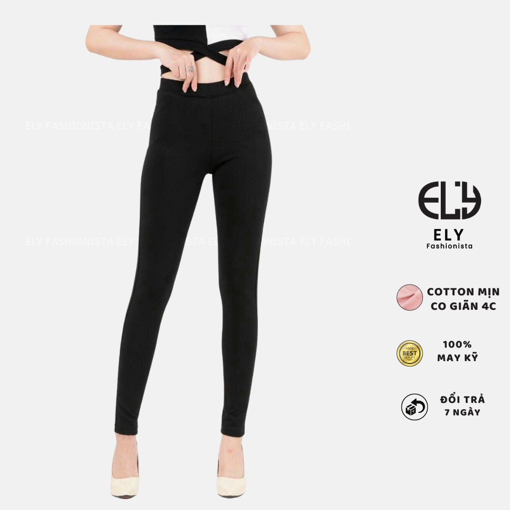 Quần legging nữ dài nâng mông lưng cạp cao giữ nhiệt leggin thun ôm bó vải dày đanh vải ELY239