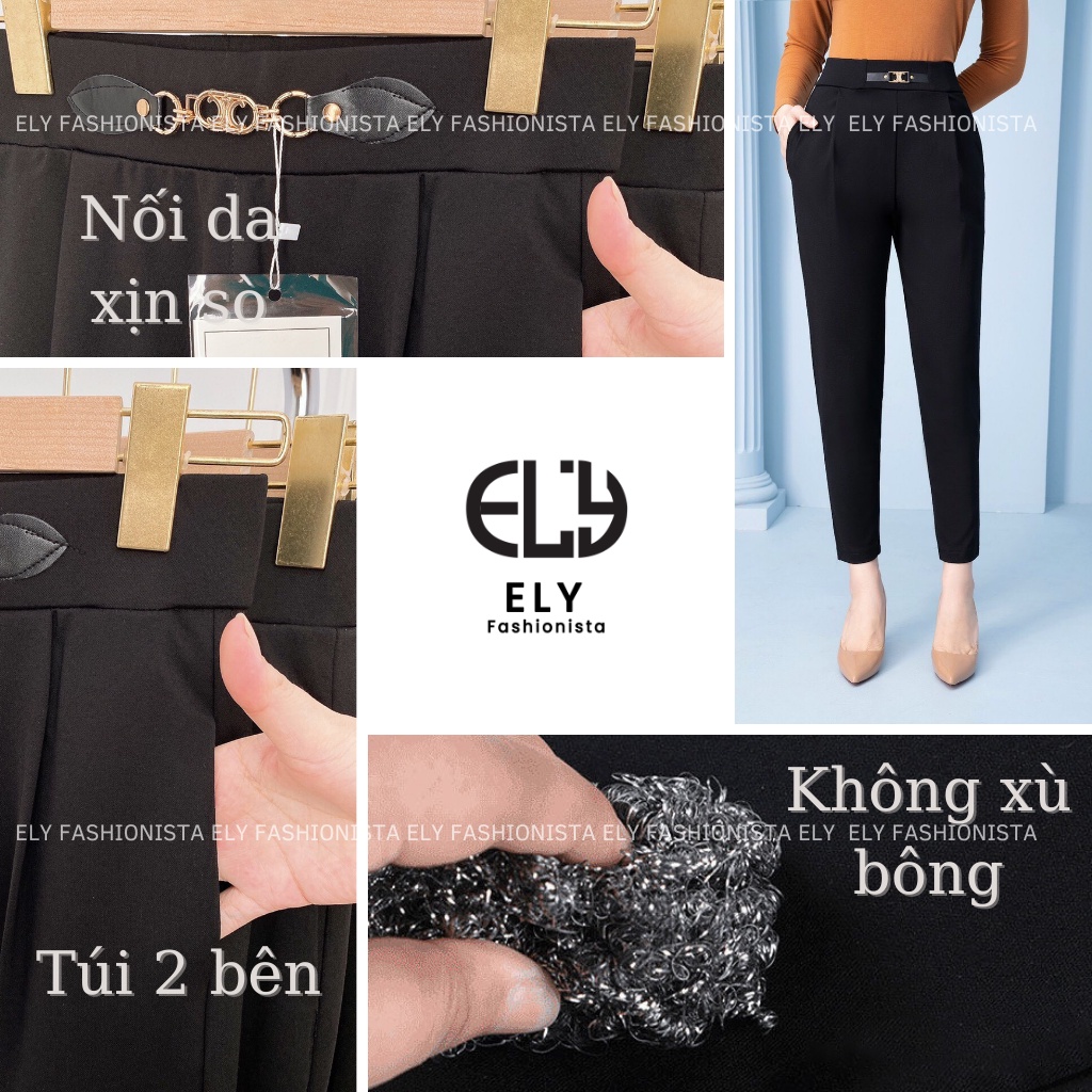 Quần baggy nữ lưng cao dài tôn dáng phối nơ cạp chun cao cấp, quần tây baggy nữ cạp cao đi học đi làm sang chảnh ELY213