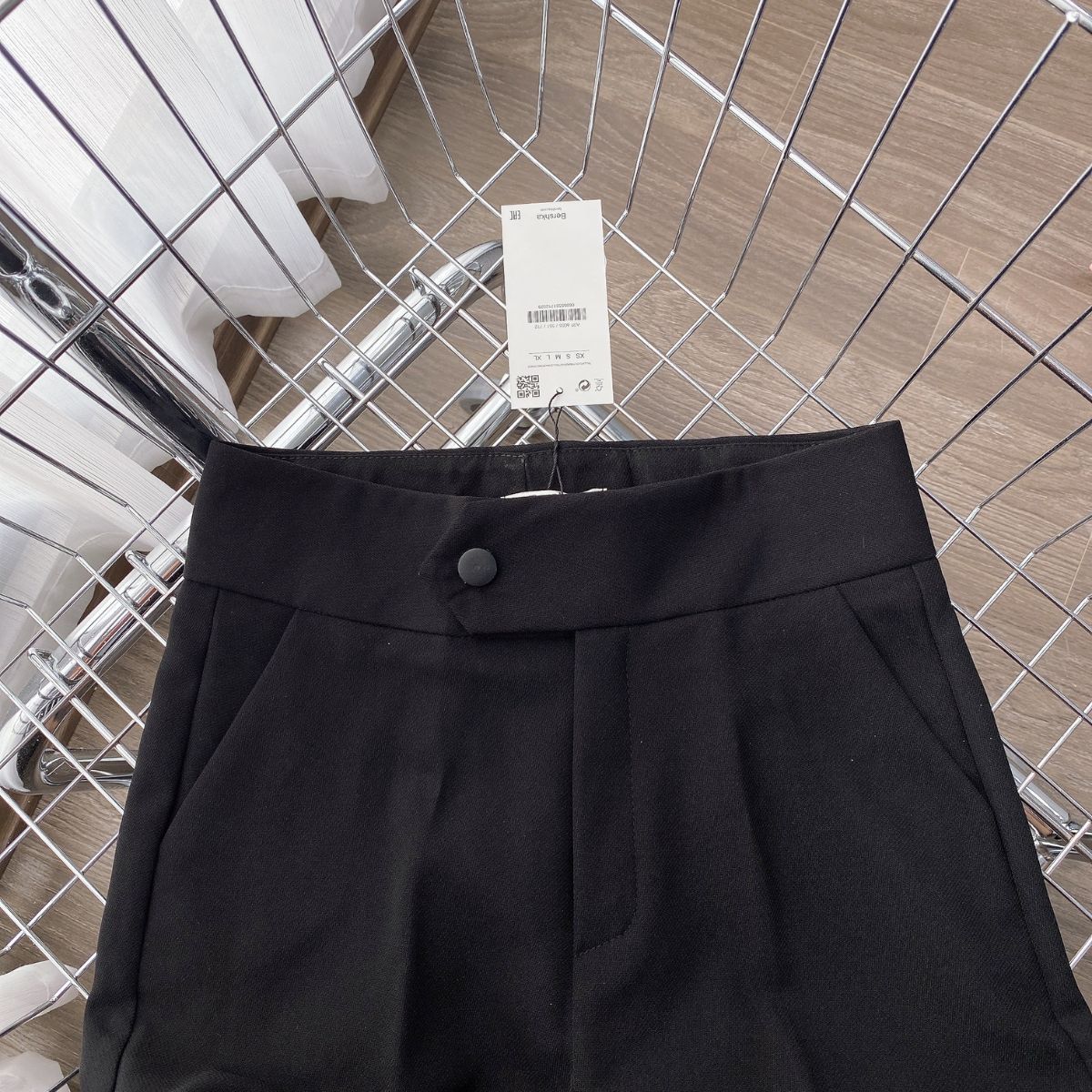 Quần baggy nữ lưng cạp cao đai vải vuông cúc lệch đồ công sở đi học form đẹp màu đen ghi ELY230