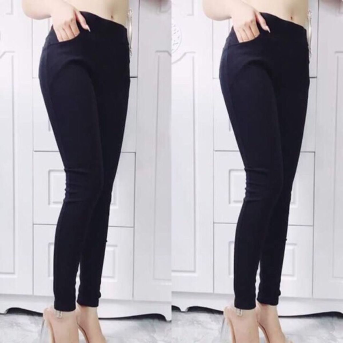 Quần tregging nữ cạp cao  dáng dài ôm bó legging chất vải UMI hàn cao cấp ko bai, không xù, không cắn chỉ chất ELY208