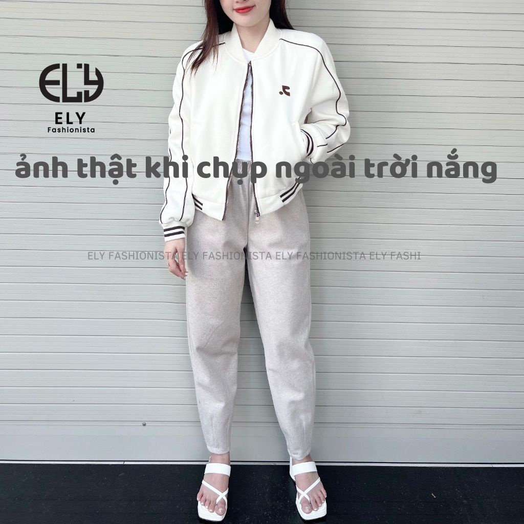 Quần dạ nữ cạp chun lưng cao giữ nhiệt, quần baggy nữ chất dạ dày cao cấp dáng dài trẻ trung năng động ELY234