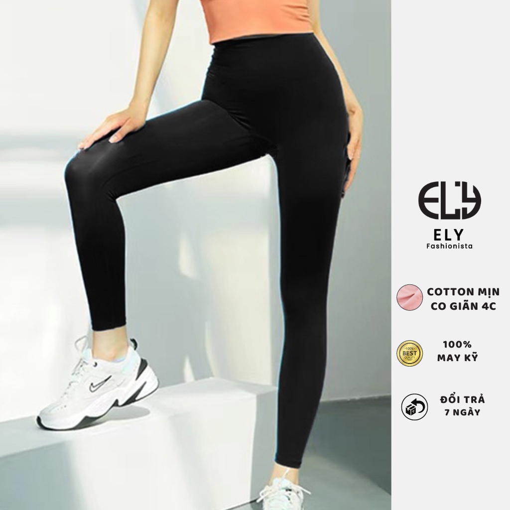 Quần legging nữ dài nâng mông lưng cạp cao giữ nhiệt leggin thun ôm bó vải dày đanh vải ELY239