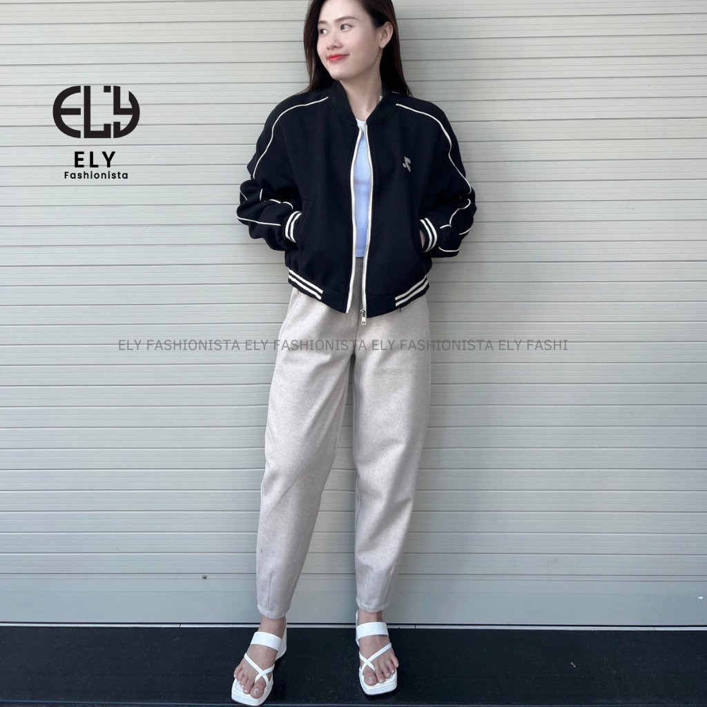 Quần dạ nữ cạp chun lưng cao giữ nhiệt, quần baggy nữ chất dạ dày cao cấp dáng dài trẻ trung năng động ELY234