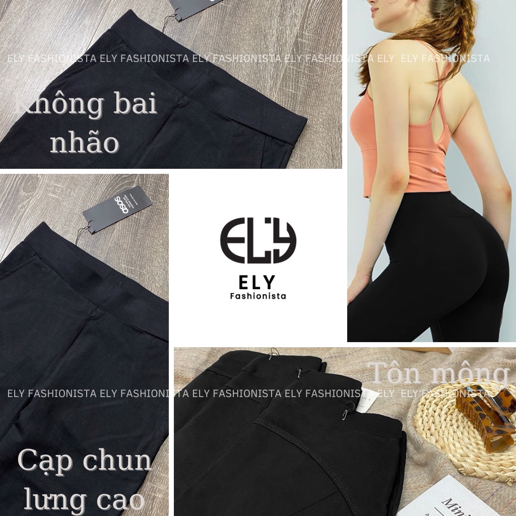 Quần legging nữ dài nâng mông lưng cạp cao giữ nhiệt leggin thun ôm bó vải dày đanh vải ELY239