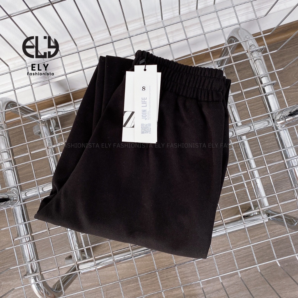 Quần dạ nữ cạp chun lưng cao giữ nhiệt, quần baggy nữ chất dạ dày cao cấp dáng dài trẻ trung năng động ELY234
