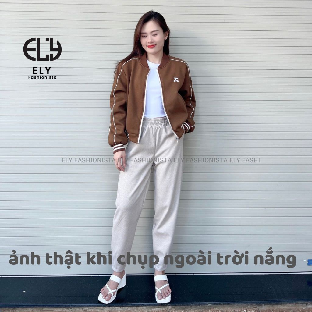 Quần dạ nữ cạp chun lưng cao giữ nhiệt, quần baggy nữ chất dạ dày cao cấp dáng dài trẻ trung năng động ELY234